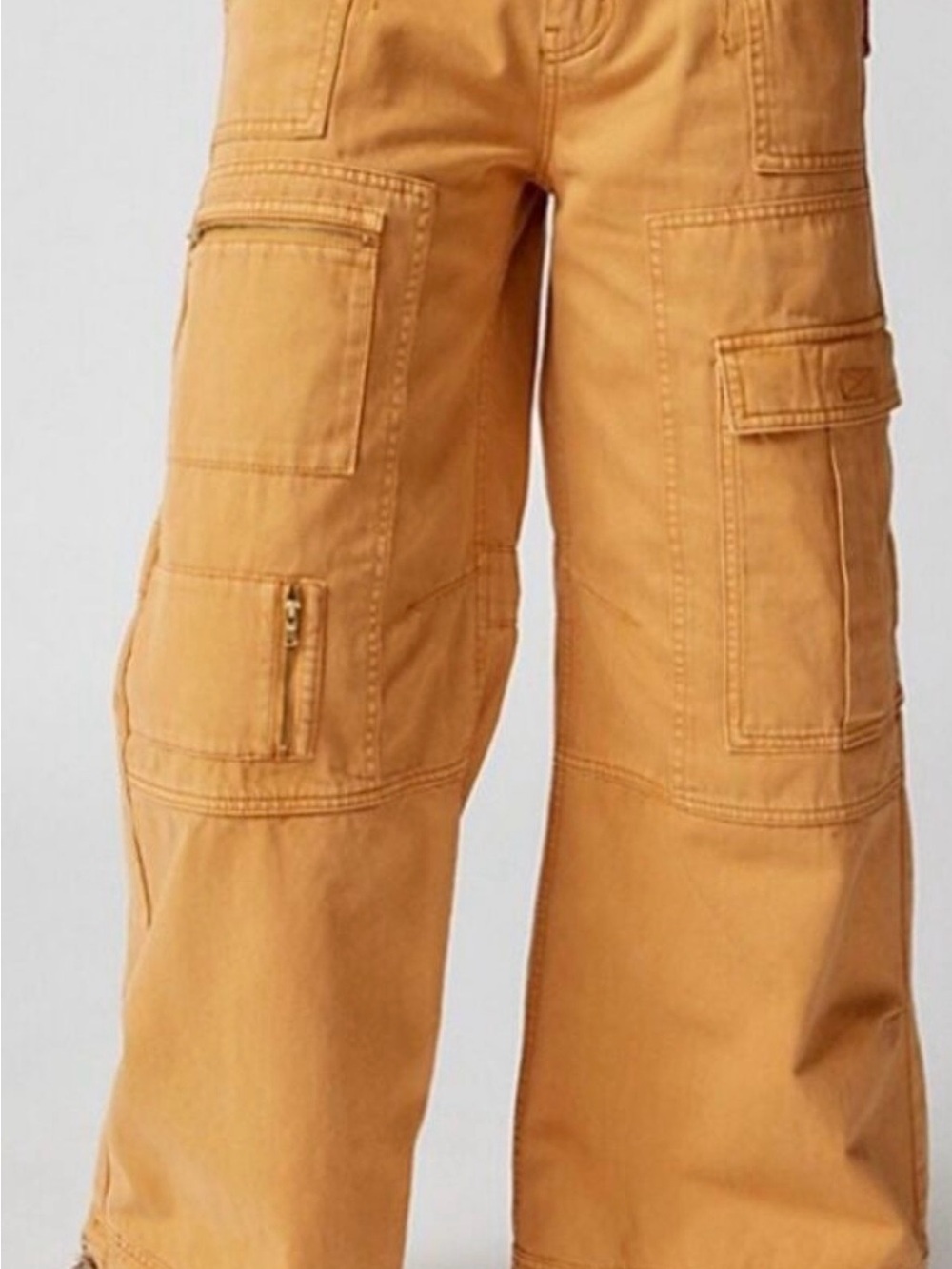 BDG Cargo Utility Extreme Wide Leg Jeans in Mustard Orange - Picture 3 of 10